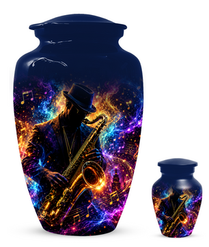 Saxophone Cremation Urn for Ashes - Personalized Jazz Memorial for Dad