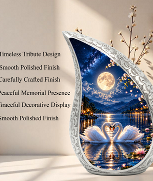 Swan Urn for Ashes, Romantic Swan Lake Cremation Urn for human Ashes