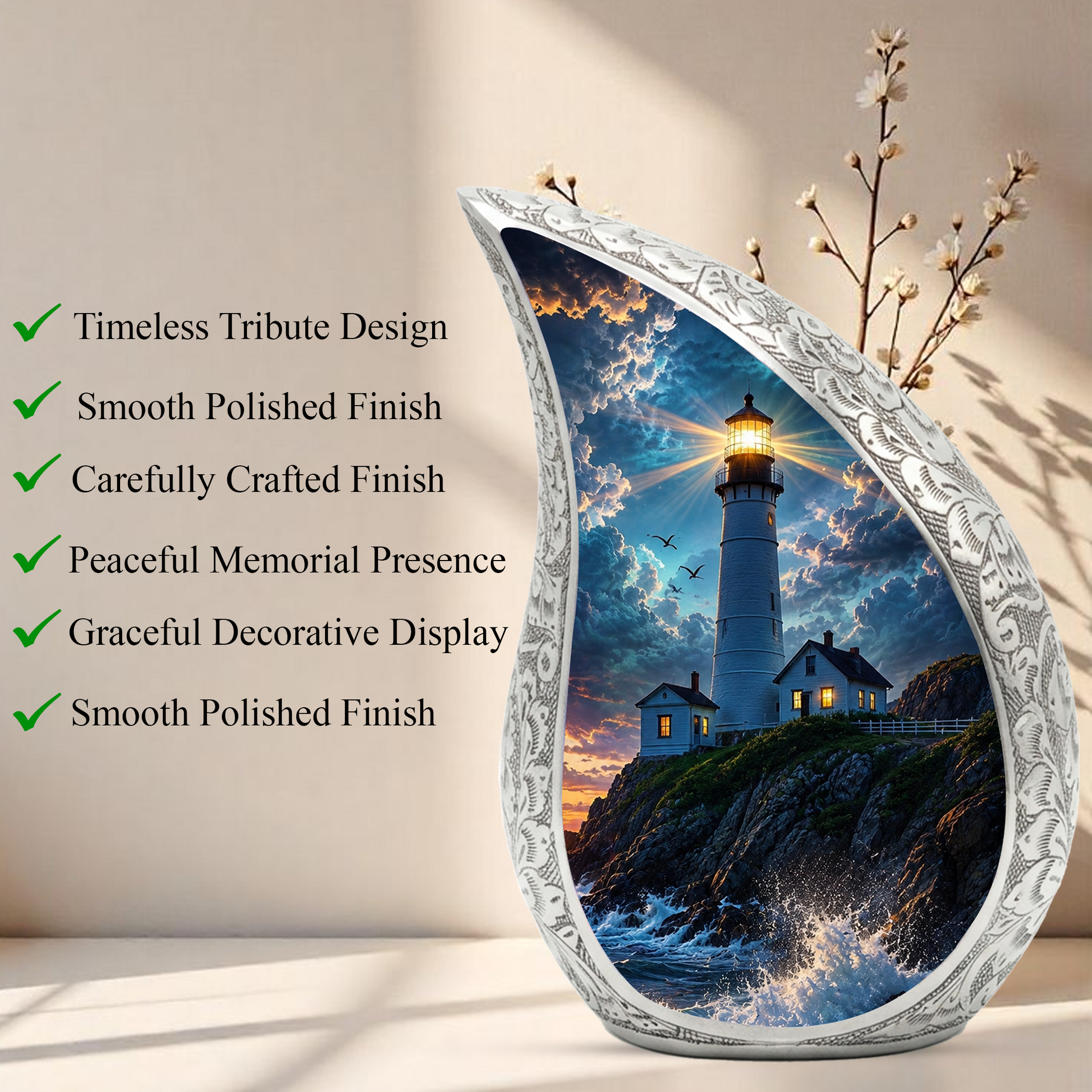 Lighthouse Urn for Human Ashes | Adult Cremation Urn & Memorial Urns for Adults