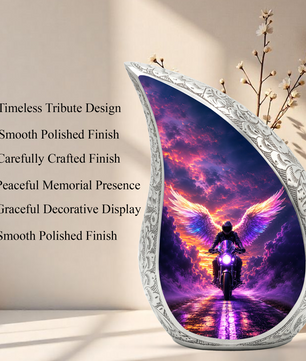 Motorcycle Wing Urn for Dad Ashes | Angel Wings Motorcycle Cremation Urn for Men