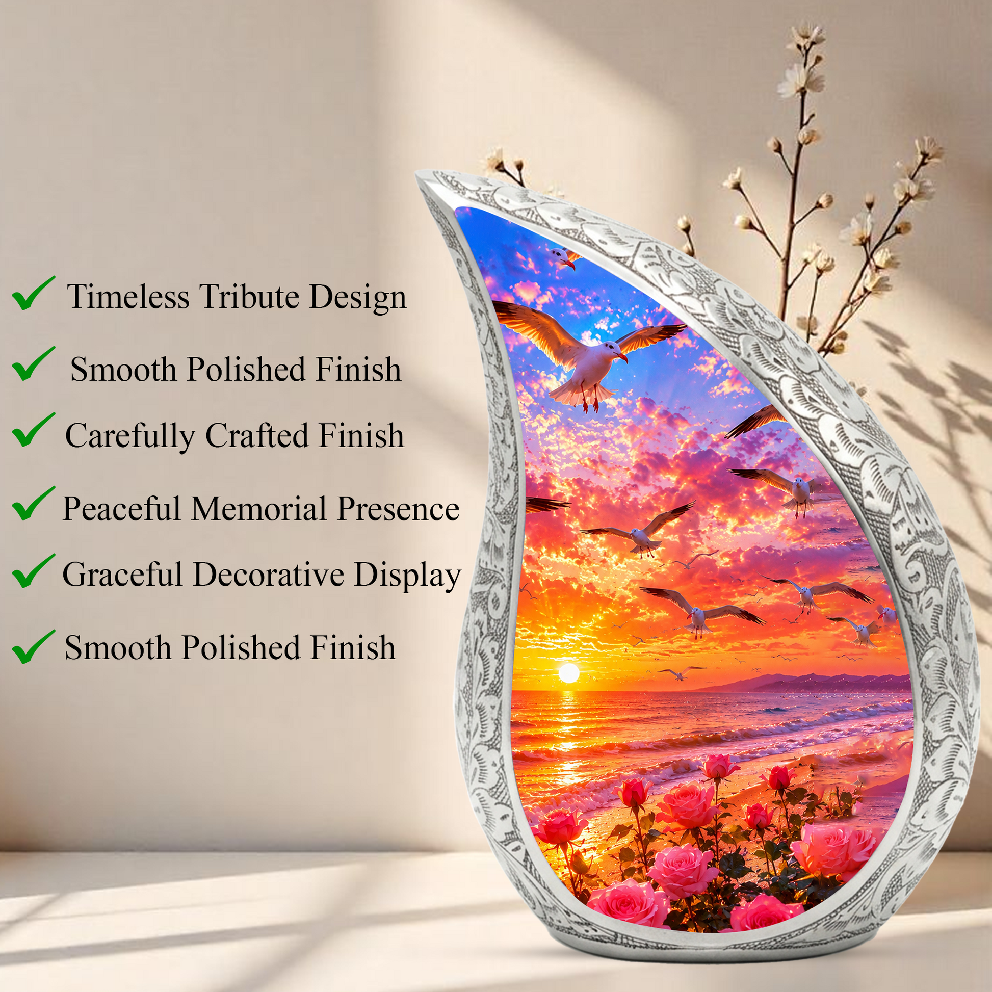 Sunset Memorial Urn for Mom – Personalized Funeral Urn for Human Ashes | Beautiful Cremation & Memorial Urn for Women