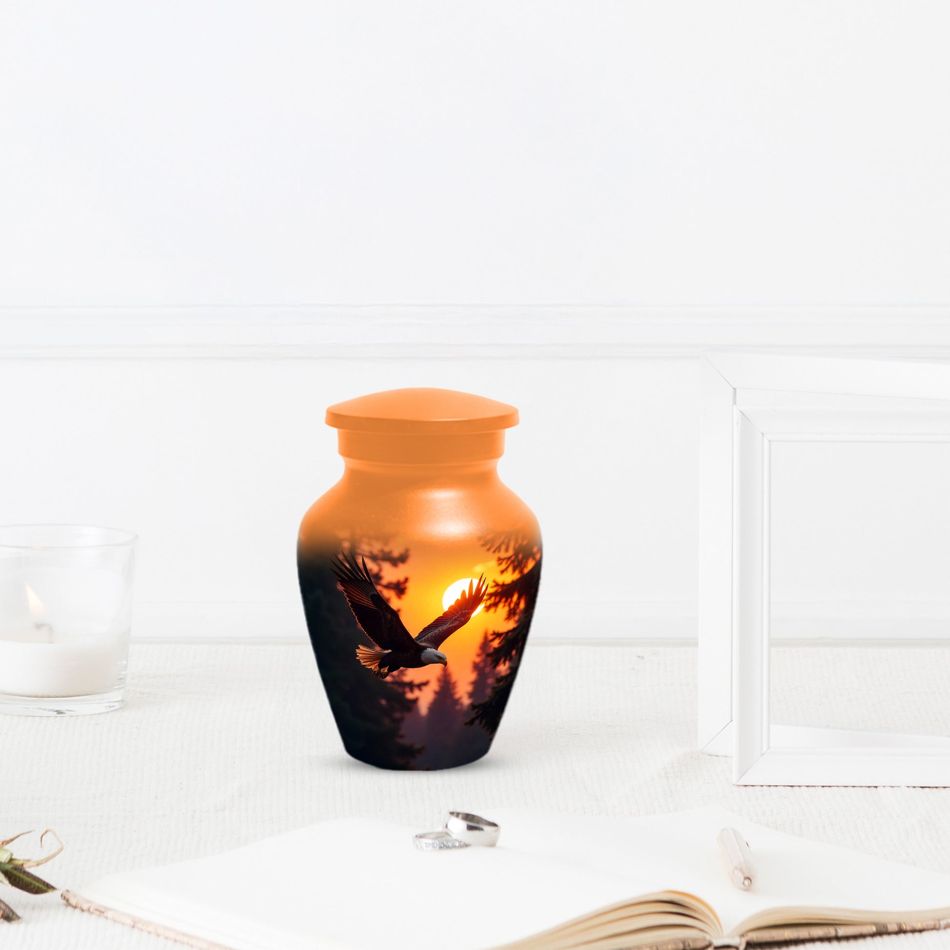 Eagle Sunset Urn for Human Ashes | Majestic Eagle Adult Cremation Urn | Sunset Memorial Funeral Urn