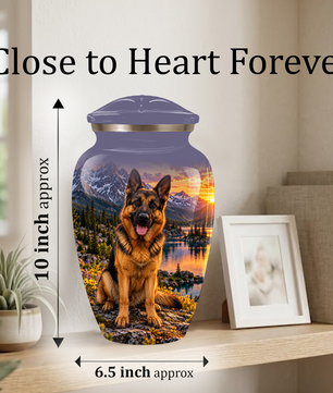 Personalized German Shepherd Cremation Urn for Ashes, Dog Memorial Urn, Custom Pet Urn
