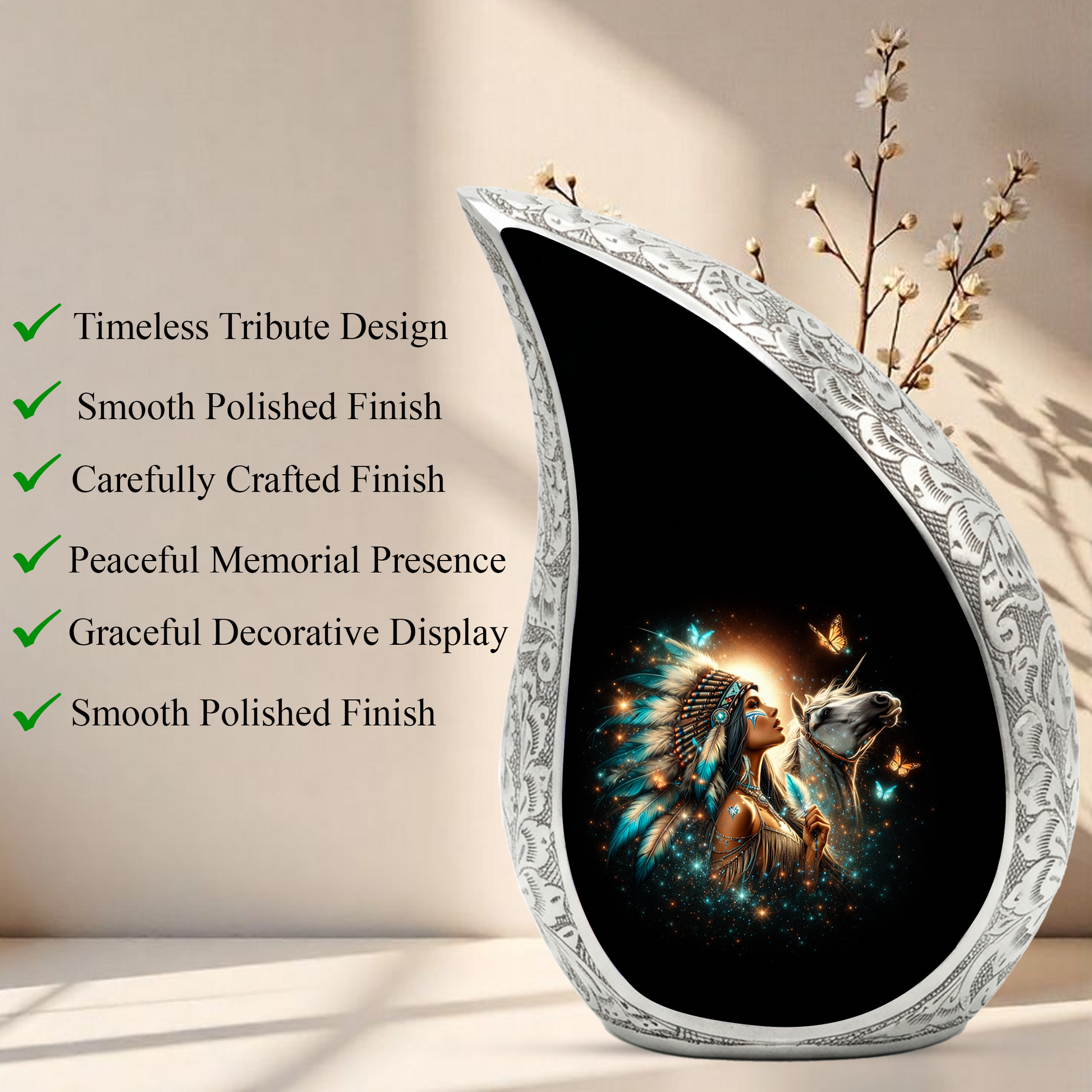 Native American Woman Cremation Urn for Mom & Women