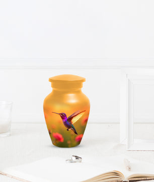 Golden Hummingbird Sunset Adult Urn for Human Ashes | Elegant Adult Cremation Urn