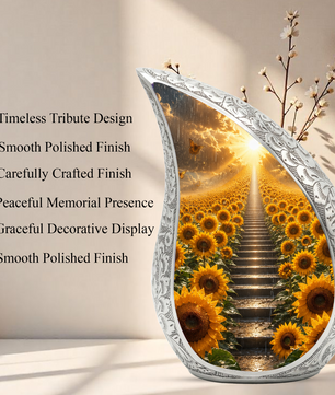 Sunflower Sunrise Urn for Human Ashes | Beautiful Floral Cremation Urn for Mom & Women
