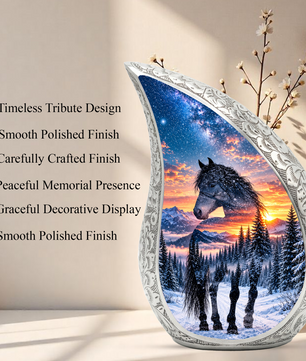 Horse Adult Urn for Ashes, Black Horse Cremation Urn for Human Ashes