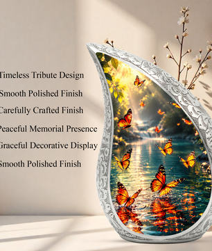 Yellow Butterfly Sunrise Urn for Human Ashes | Butterfly Cremation Urn