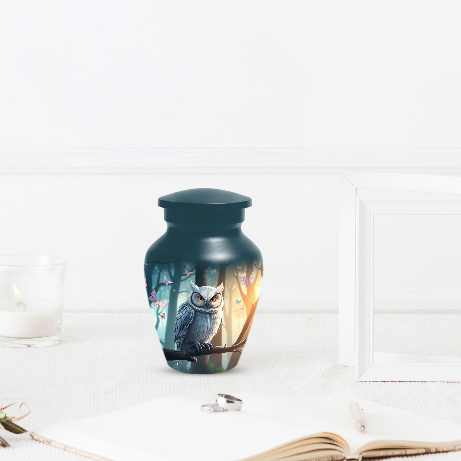 Snowy Owl Urn for Mom – Custom Owl Cremation Urns for Ashes | Adult Female Funeral Keepsake