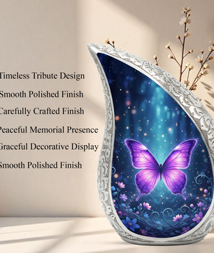 Purple Butterfly Urn for Human Ashes | Urn for Mom | Butterfly Memorial Urn