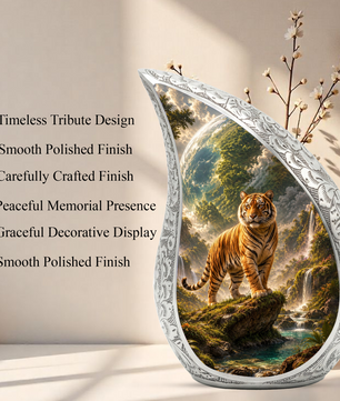 Tiger Urn for Human Ashes | Powerful Tiger Adult Cremation Urn | Wildlife Memorial Urn for Adult Ashes