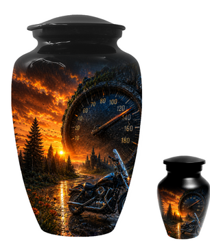 Motorcycle Memorial Urn for Dad | Biker Cremation Urns for Ashes Male