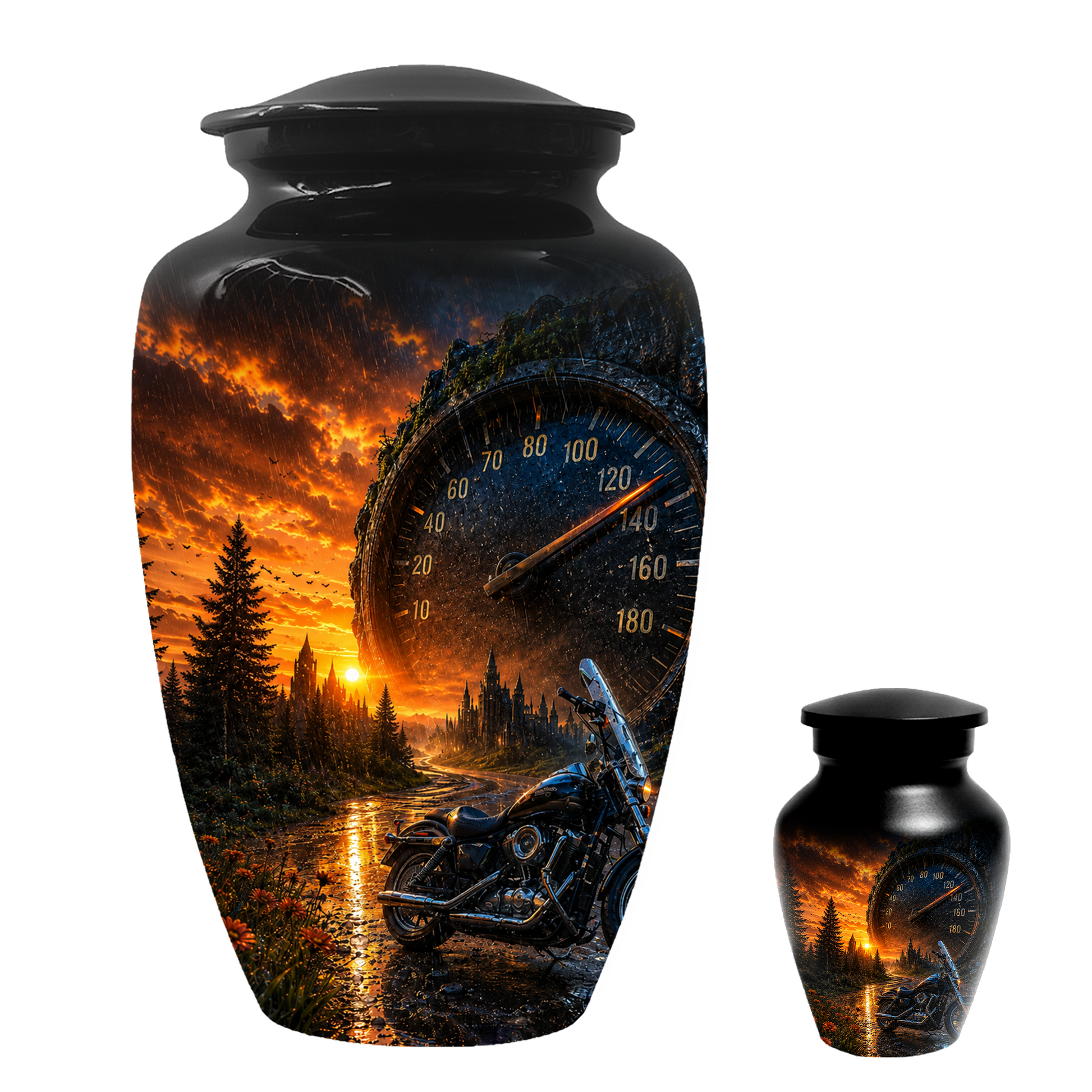 Motorcycle Memorial Urn for Dad | Biker Cremation Urns for Ashes Male