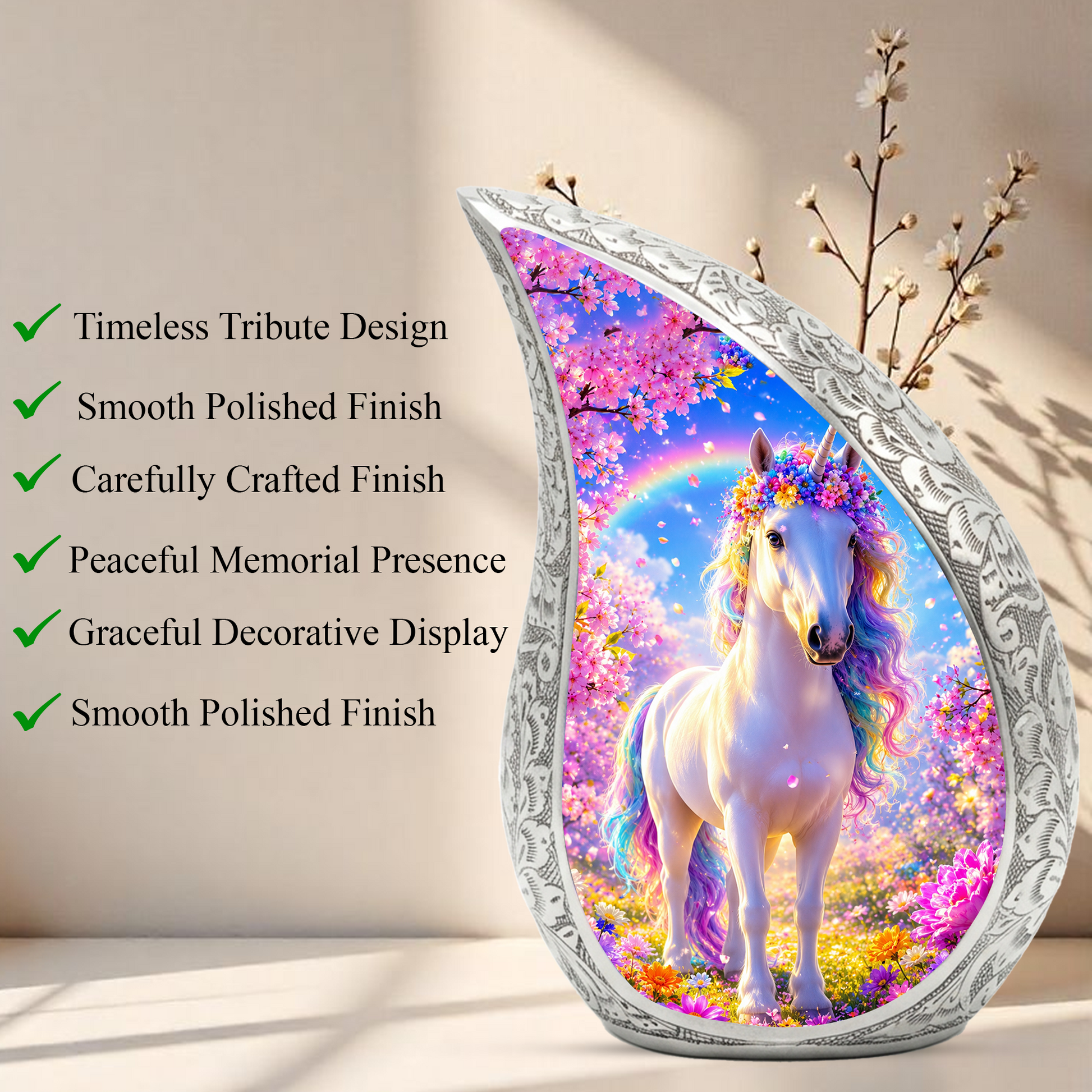 Ocean Unicorn Urn for Mom, Fantasy Cremation Keepsake Urn for Women