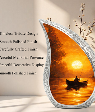Fishing Sunset Cremation Urn for Dad | Beautiful Fishing Memorial Urn for Male Ashes