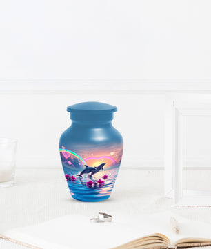 Dolphin Urn for Ashes - Personalized Ocean Sunset Memorial for Mom | Rainbow Cremation Urns for Mother