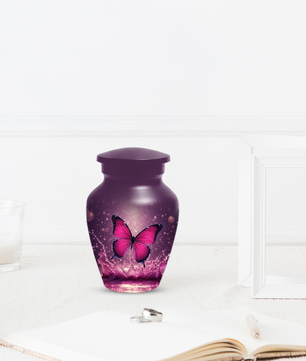 Personalized Pink Butterfly Cremation Urn for Ashes | Memorial Urn for Mom