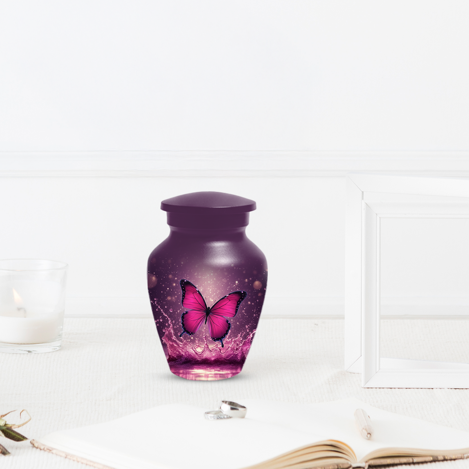 Personalized Pink Butterfly Cremation Urn for Ashes | Memorial Urn for Mom