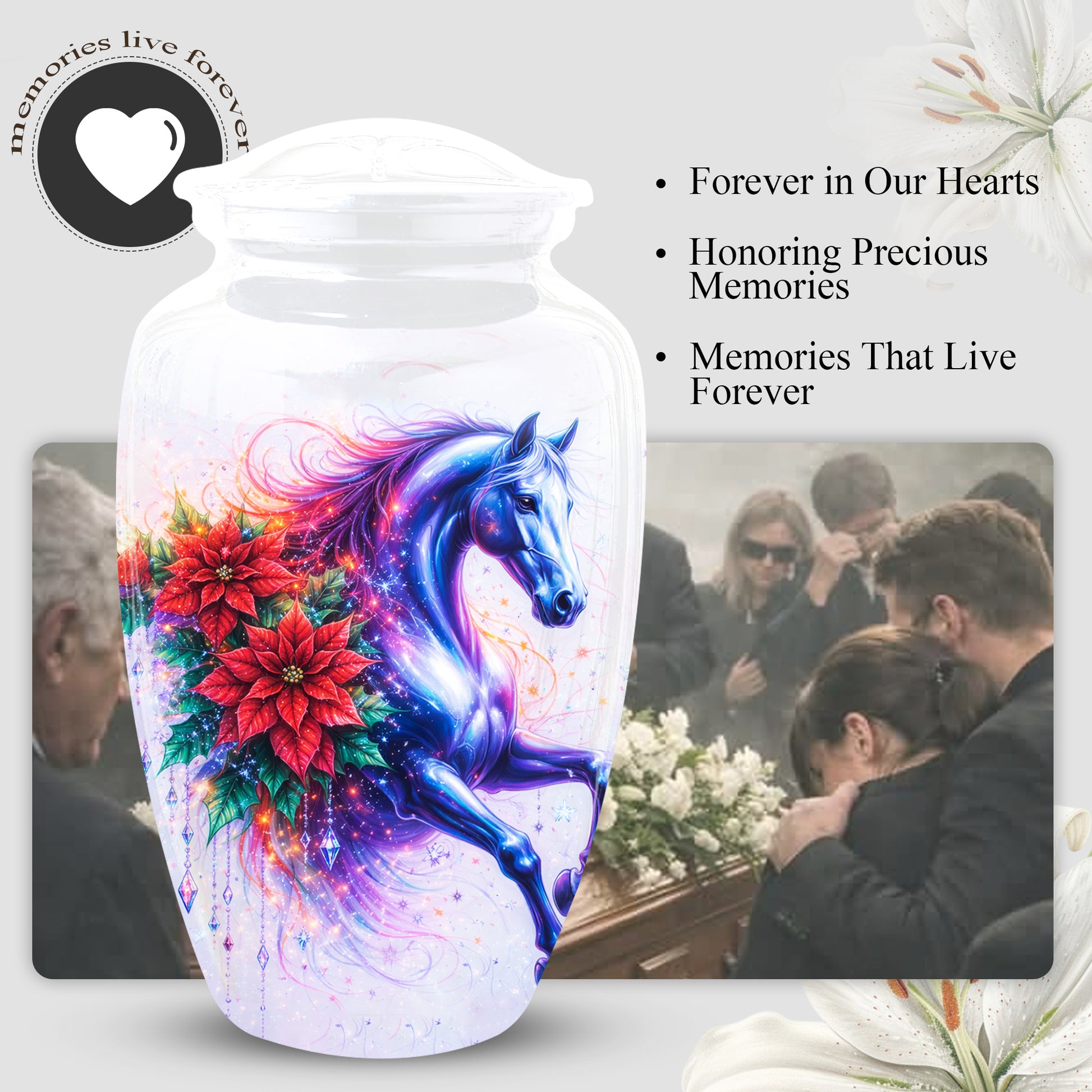 Horse Urn for Mom, Beautiful Cremation Large Urn for Women