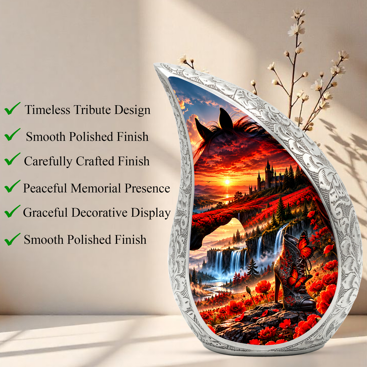 Horse Cremation Urn for Ashes, Horse Memorial Urn, Equestrian Adult Urn, Horse Lover Cremation Urn
