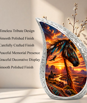 Native American Horse Cremation Urn for Ashes, Personalized Western Adult Urn, Horse Memorial Urn