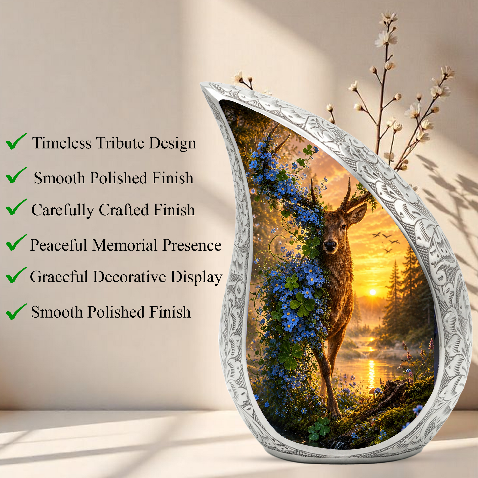 Deer Urn for Adult Ashes | Nature Adult Cremation Urn for Human Ashes Memorial