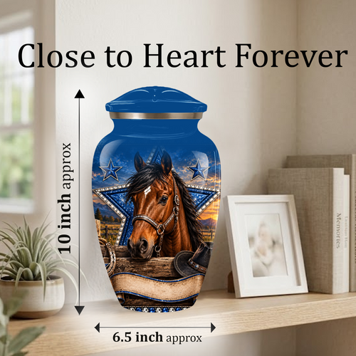 Adult Cremation Urn for Ashes – Western Cowboy Horse Adult Urn, Personalized Adult Memorial Urn