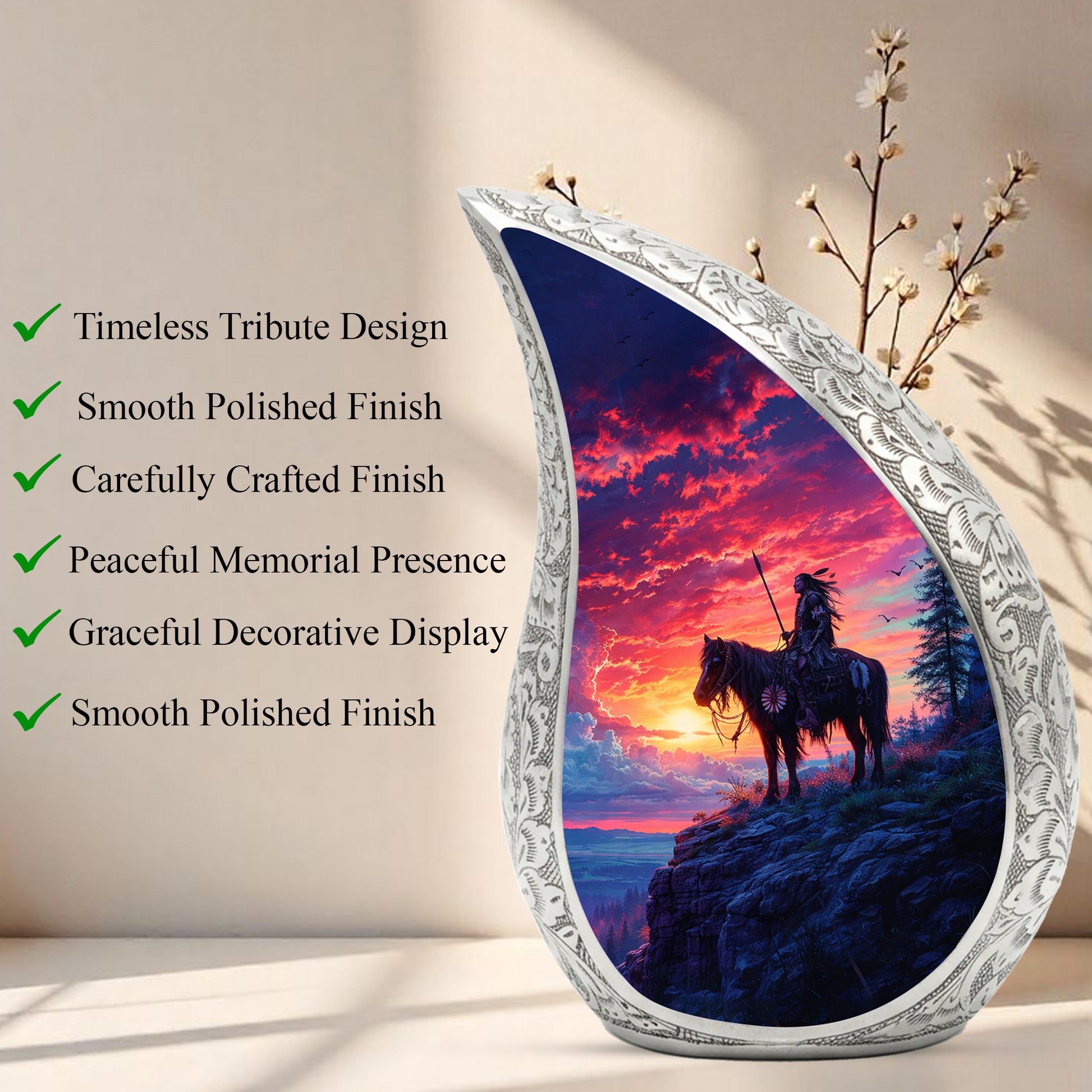 Native American Adult Urn for Human Ashes – Premium Native American Cremation Urn |