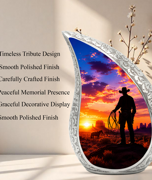 Western Cowboy Memorial Urn for Dad, Adult Cremation Urn for Ashes