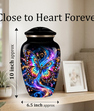 Colorful Butterfly Cremation Urn for Adult Ashes, Personalized Memorial Urn, Rainbow Butterfly Adult Urn for Human Ashes, Celestial Funeral Urn