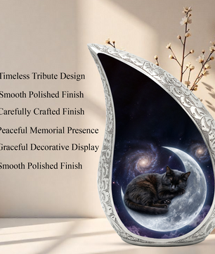 Moon Cat Memorial Urn, Personalized Cat Urn-Cremation Urn For Ashes
