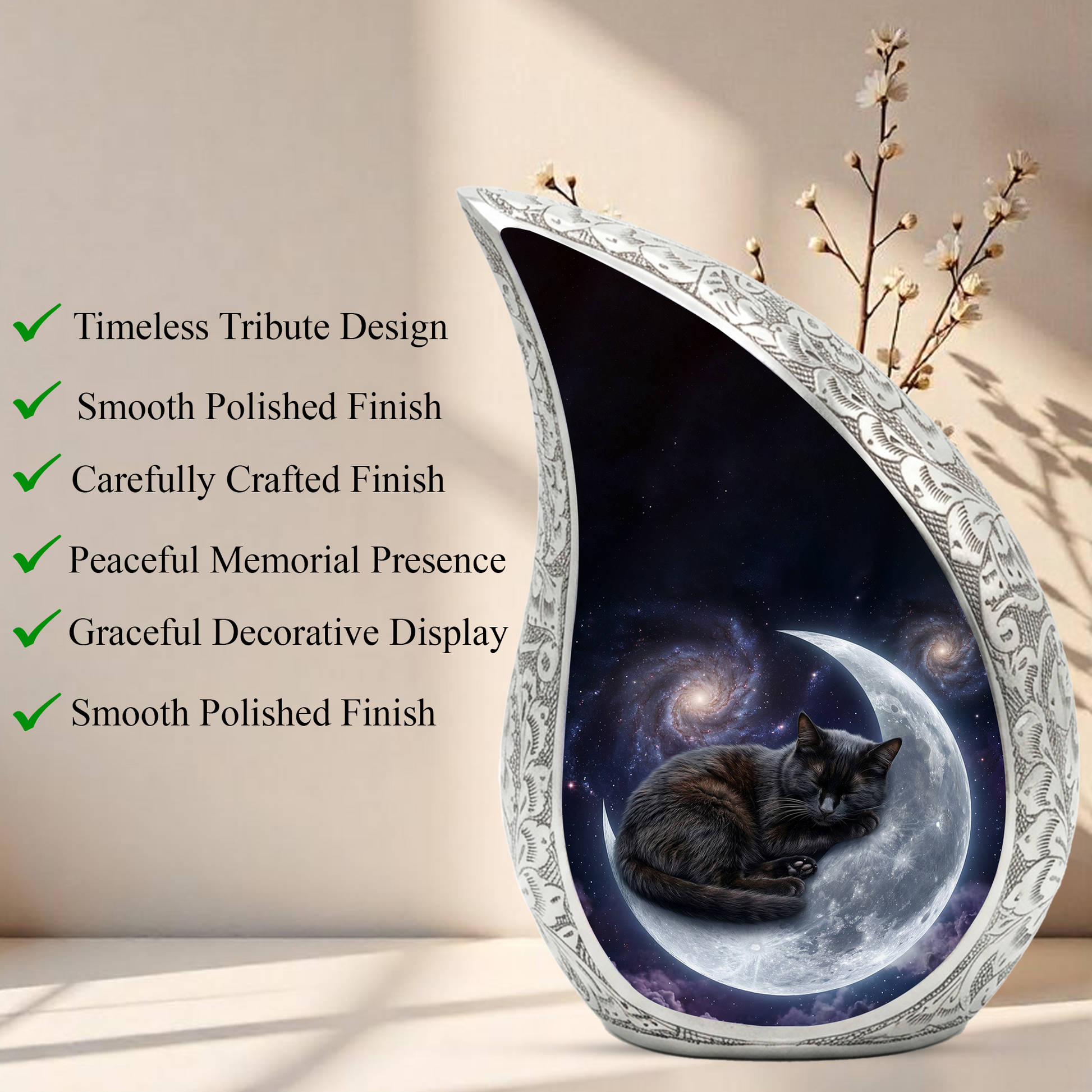 Moon Cat Memorial Urn, Personalized Cat Urn-Cremation Urn For Ashes