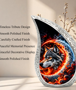 Wolf Cremation Urn for Ashes, Wolf Memorial Urn, Howling Wolf Adult Urn, Wildlife Cremation Urn