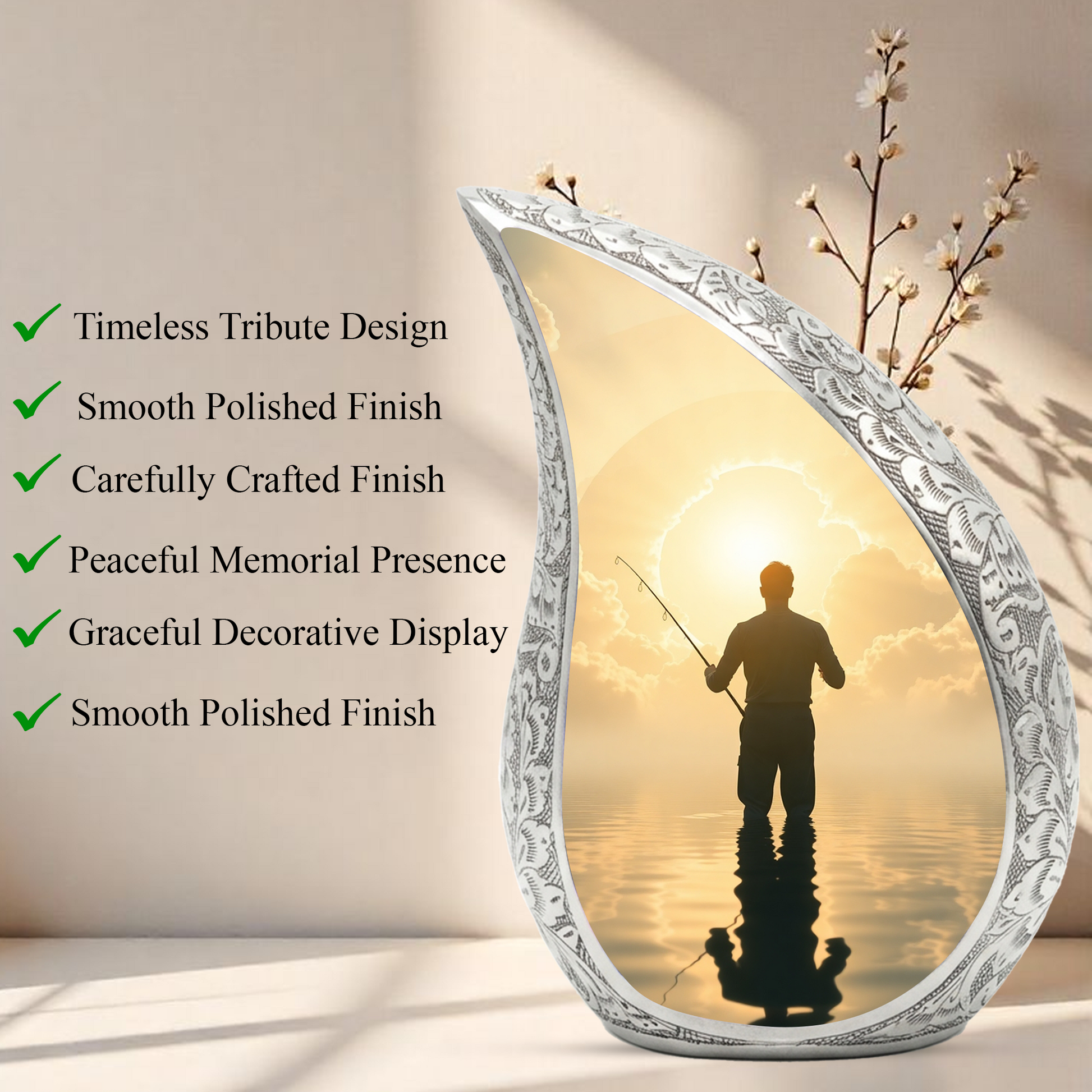 Fishing Gone Fishing Urn for Dad, Fishing Urns for Human Ashes