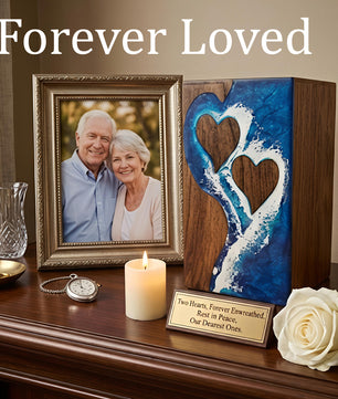 Ocean Wooden Urn For Human Ashes - Couple Urns Keepsake Box