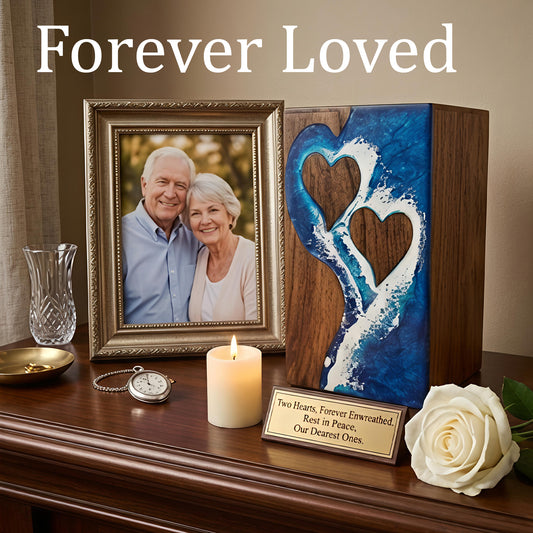 Ocean Wooden Urn For Human Ashes - Couple Urns Keepsake Box