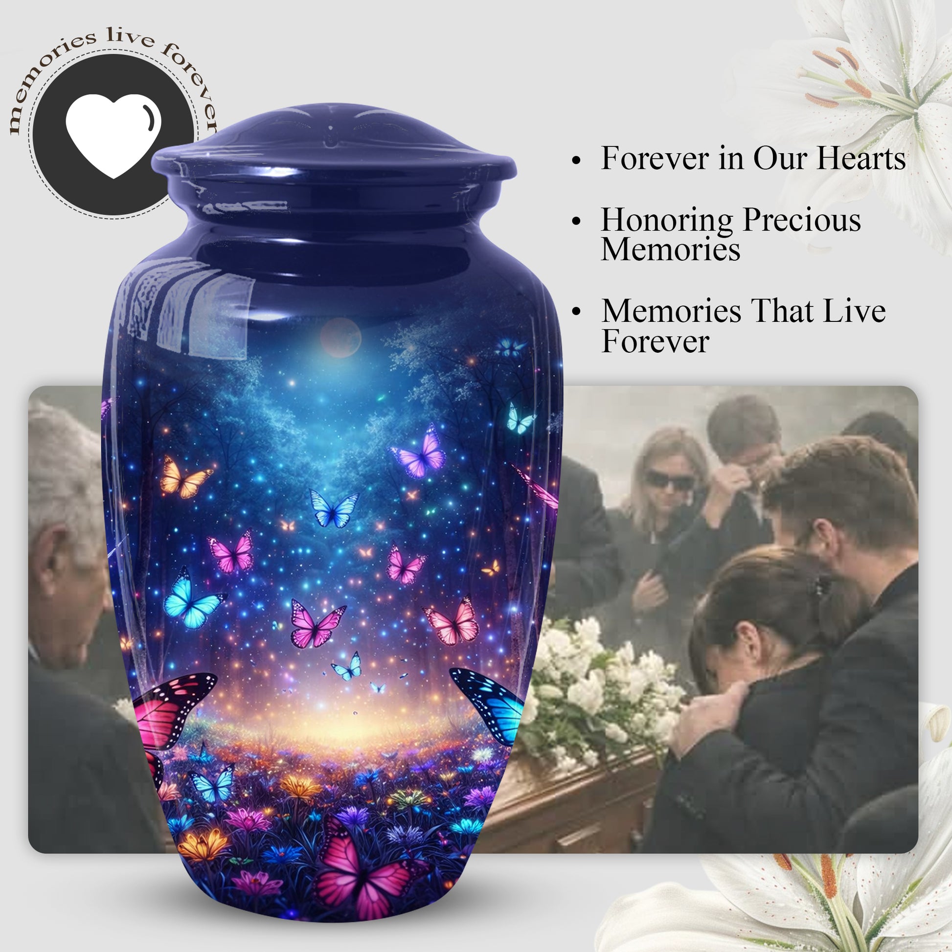 Butterfly Urn for Mom | Beautiful Butterfly Cremation Large Urn for Mother