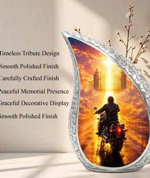 Motorcycle Heaven Urn for Dad – Motorcycle Cremation Urn for Human Ashes, Adult Male Memorial Keepsake