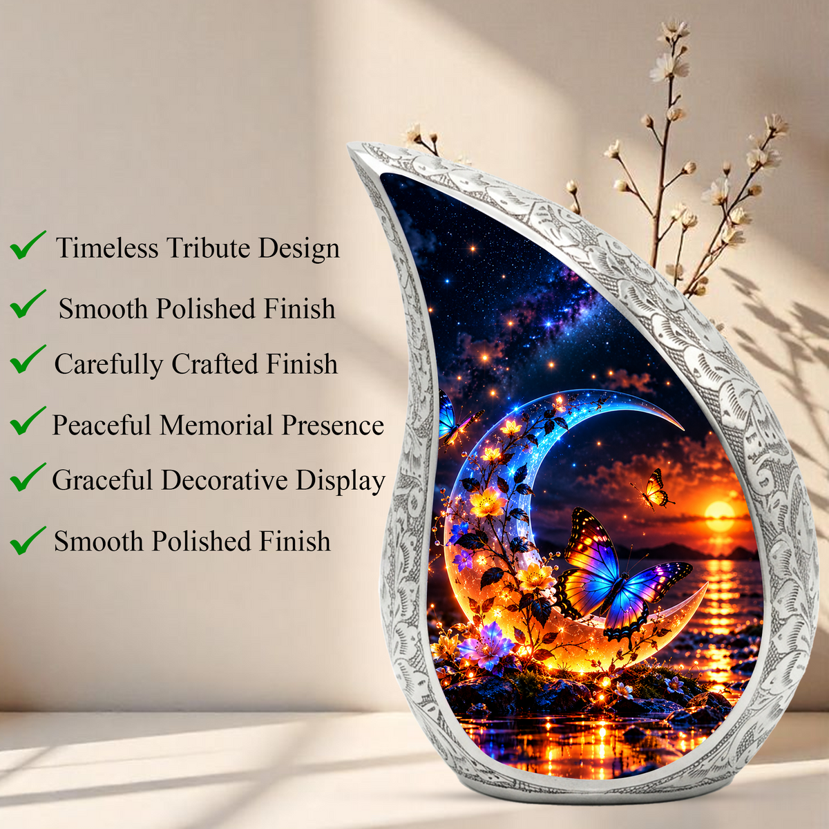 Butterfly Cremation Urn for Ashes, Personalized Adult Memorial Urn