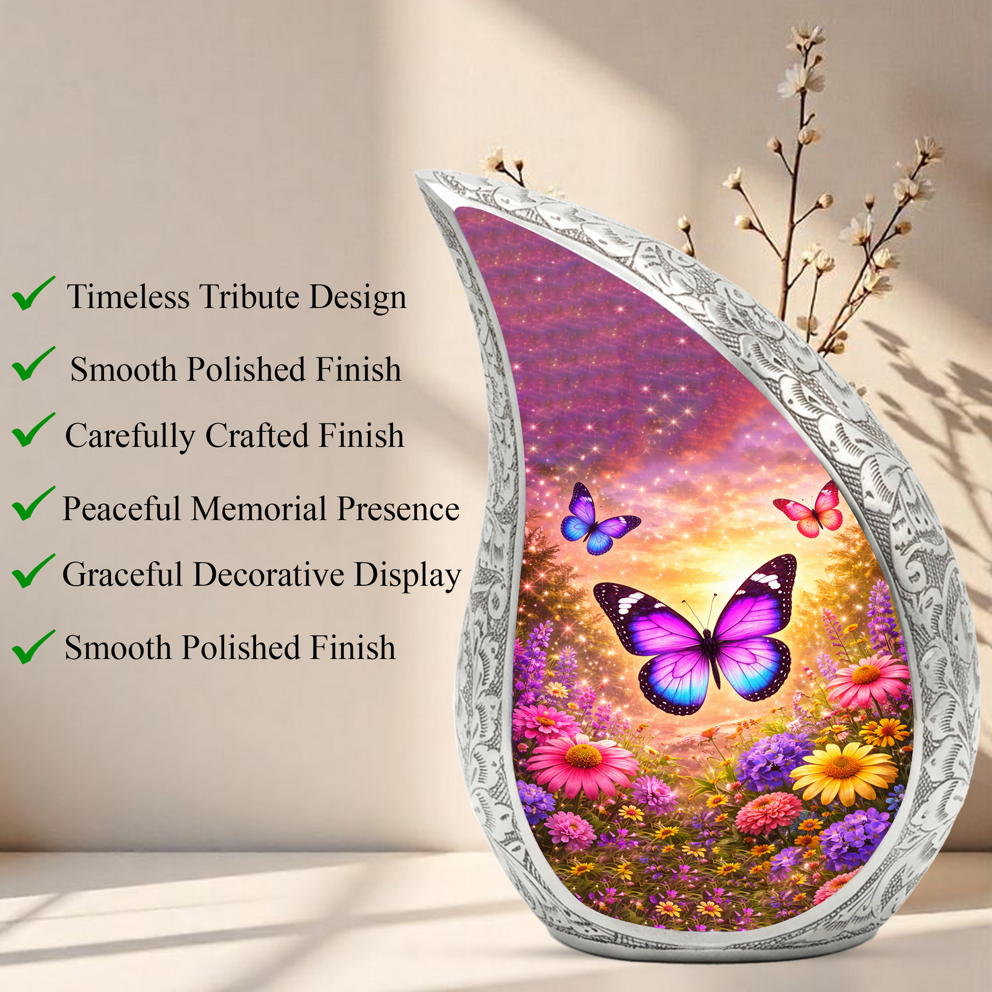 Butterfly Adult Urn for Human Ashes – Premium Butterfly Cremation Urn