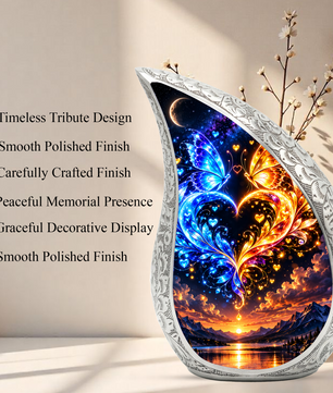 Butterfly Adult Urn for Ashes, Blue and Gold Butterfly Cremation Urn for Human Ashes