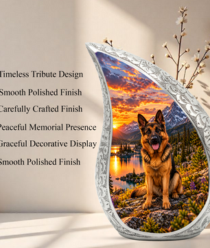 German Shepherd Cremation Urn for Ashes, Dog Memorial Urn, German Shepherd Adult Urn