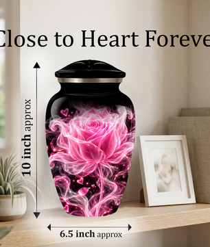 Pink Rose Cremation Urn for Ashes | Personalized Floral Memorial Urn | Handmade Adult Urn for Human Ashes