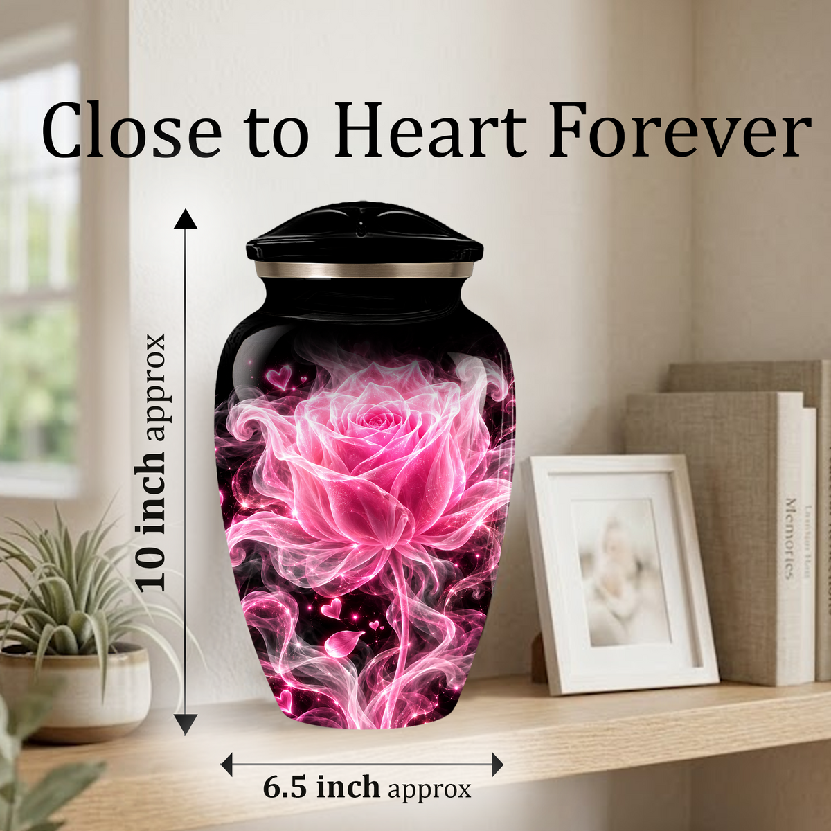 Pink Rose Cremation Urn for Ashes | Personalized Floral Memorial Urn | Handmade Adult Urn for Human Ashes