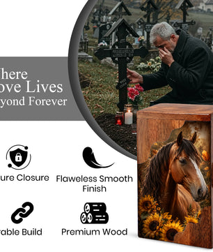 Horse Wooden Cremation Urn – Wooden Urn for Human Ashes