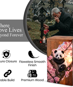 Panda Wooden Cremation Urn – Wooden Urn for Human Ashes
