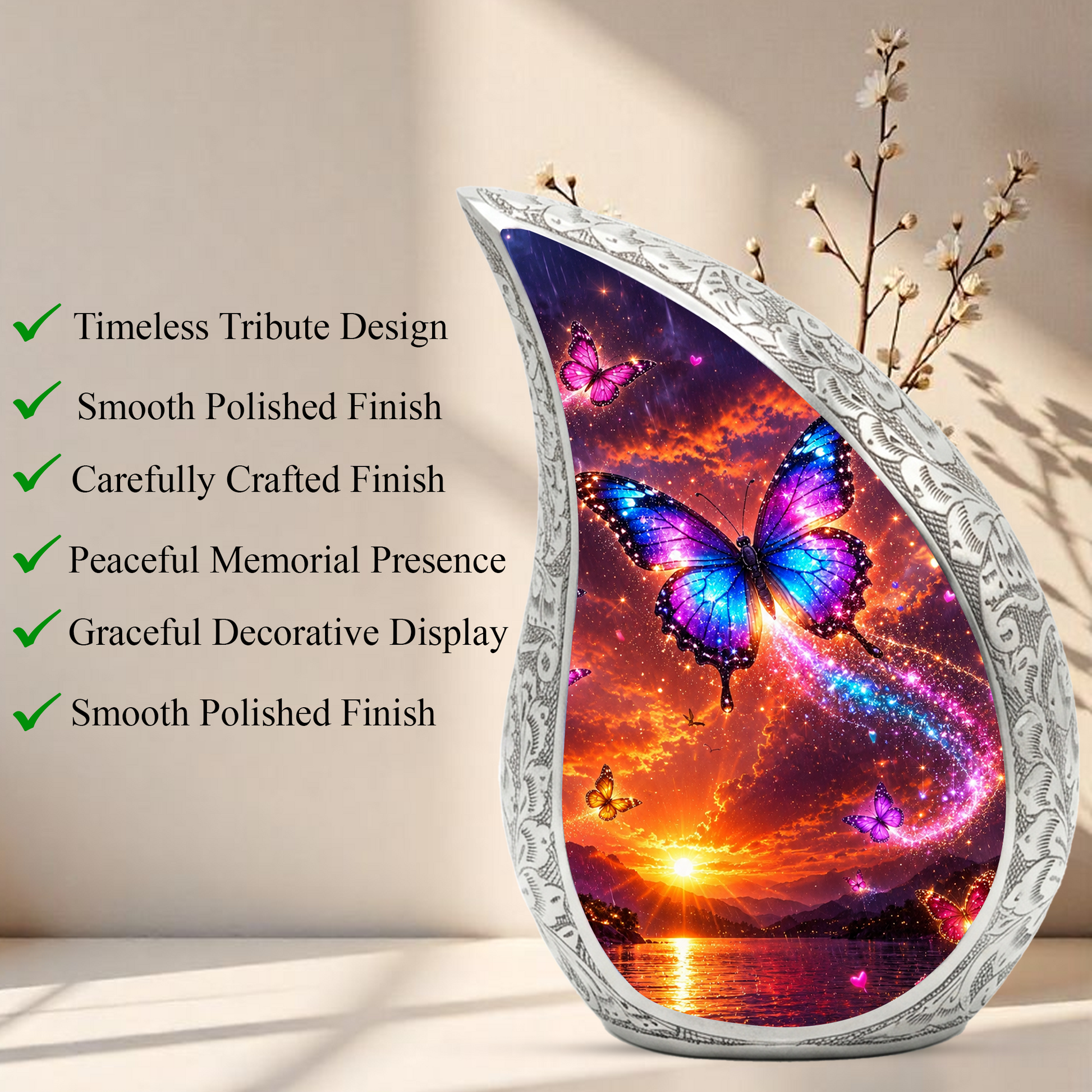 Beautiful Butterfly Urn for Human Ashes | Butterfly Cremation Urn for Mom, Women,