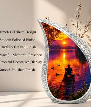 Fishing Cremation Urn for Dad – Gone Fishing Memorial Urn for Human Ashes, Personalized Fishing Urn