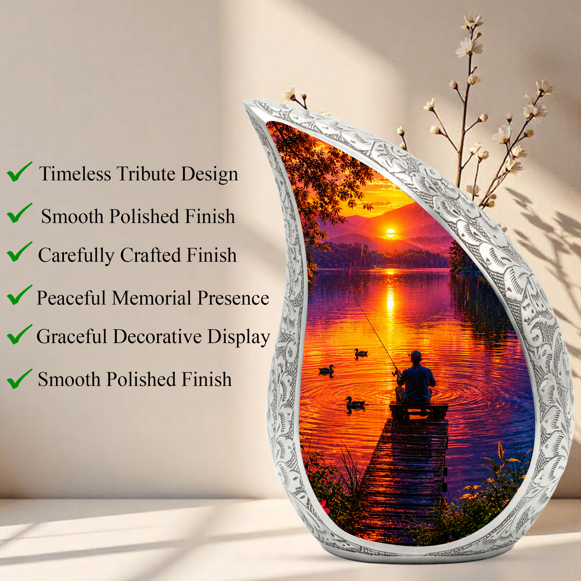 Fishing Cremation Urn for Dad – Gone Fishing Memorial Urn for Human Ashes, Personalized Fishing Urn