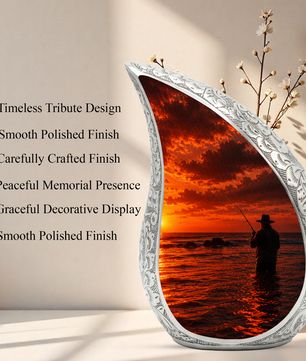 Gone Fishing Funeral Urn for Dad, Fishing Cremation Urn for Men,Memorial Urn for Ashes